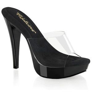 Pleaser Fabulicious Cocktail Platform Heels(CTAIL501 C/B) CLEAR/BLACK SIZE 6